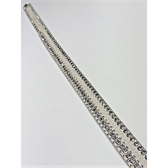 Genuine Leather Gray Croc Embossed Jeweled Rhinestones Western Belt Women’s S - Picture 7 of 16